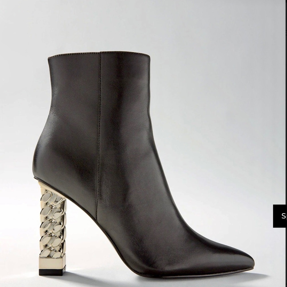 Brand New White House Black Market Black Chain-heeled Bootie, Size 7 Sold Out